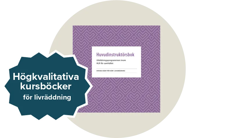 Lila instruktionsbok för huvud instruktören inom HLR. Etikett: Högkvalitativa kursböcker för livräddning